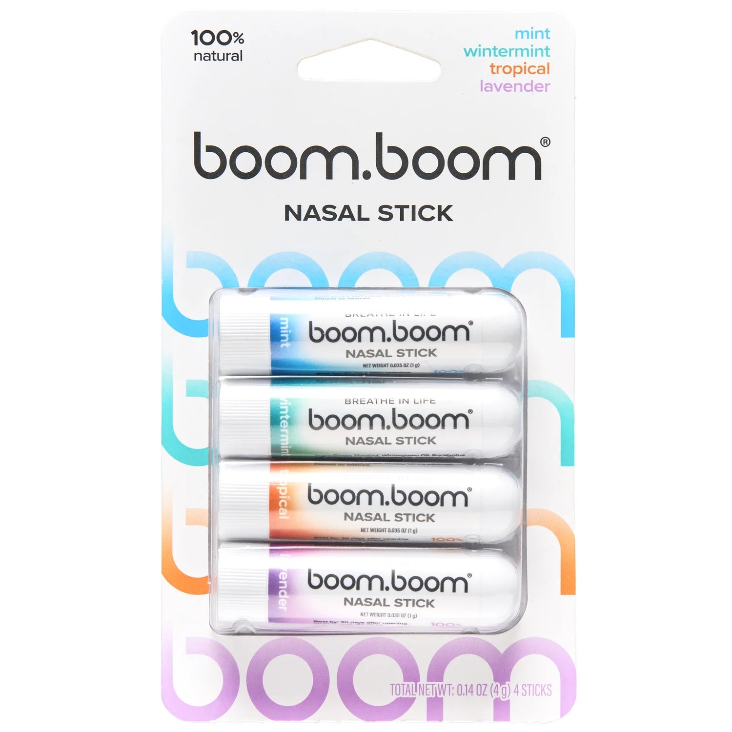 BoomBoom Nasal Stick | Vapor Flow Technology | Cool Refreshing Sensation | Natural Mood Boost | Simple Ingredients | Essential Oils + Menthol Inhaler (Mint, Wintermint, Tropical) - DestGlow