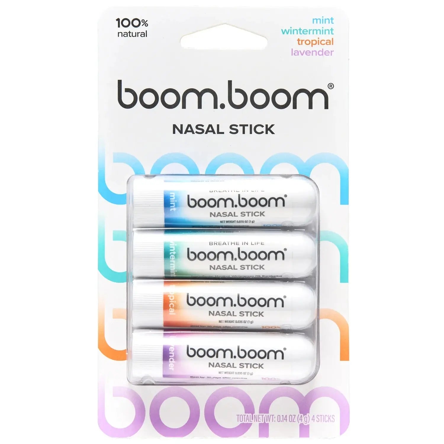 BoomBoom Nasal Stick | Vapor Flow Technology | Cool Refreshing Sensation | Natural Mood Boost | Simple Ingredients | Essential Oils + Menthol Inhaler (Mint, Wintermint, Tropical)