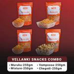 Vellanki Foods Namkeen Combo Pack (250g Each) - Muruku, Chegodi, Vampoosa, Mixture