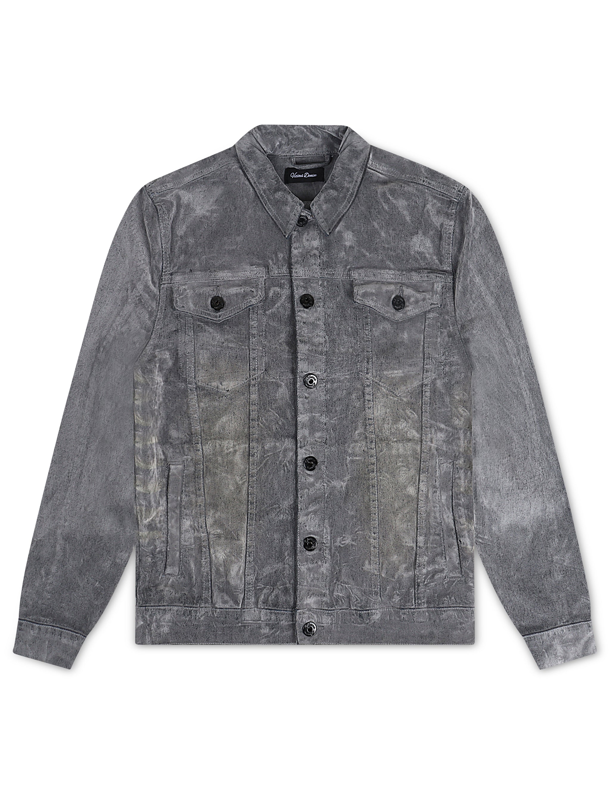 Vicious Denim Velvet Coated Denim Jacket - Grey by Denim Exchange