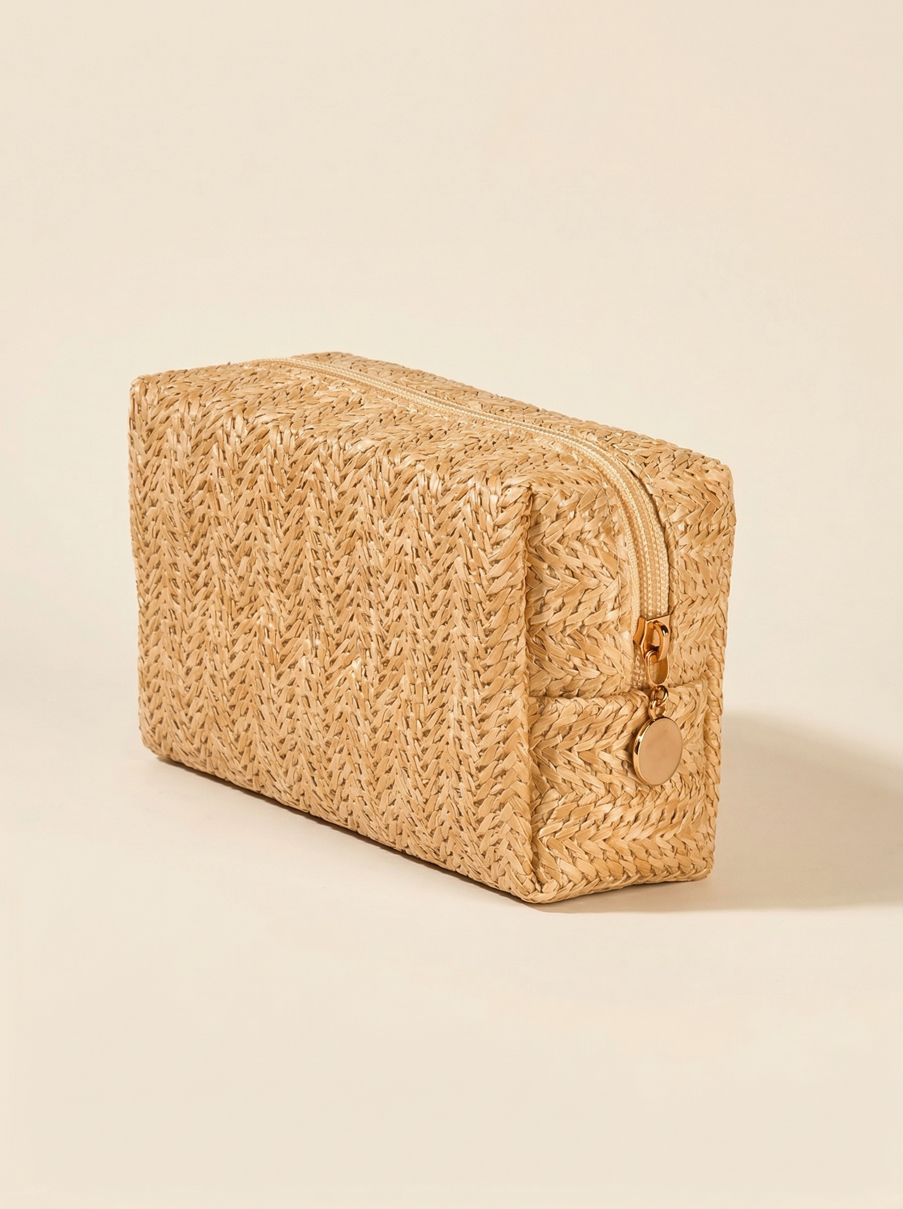 Vintage Woven Straw Makeup Bag Travel Cosmetic Toiletry Organizer Pouch by LINTICO