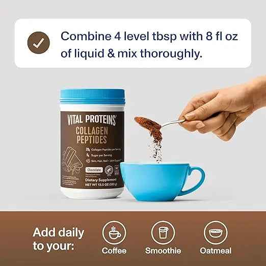 Vital Proteins Collagen Peptides Powder - Chocolate Powder for Hair, Nail, Skin, Bone & Joint Health, 13.5oz