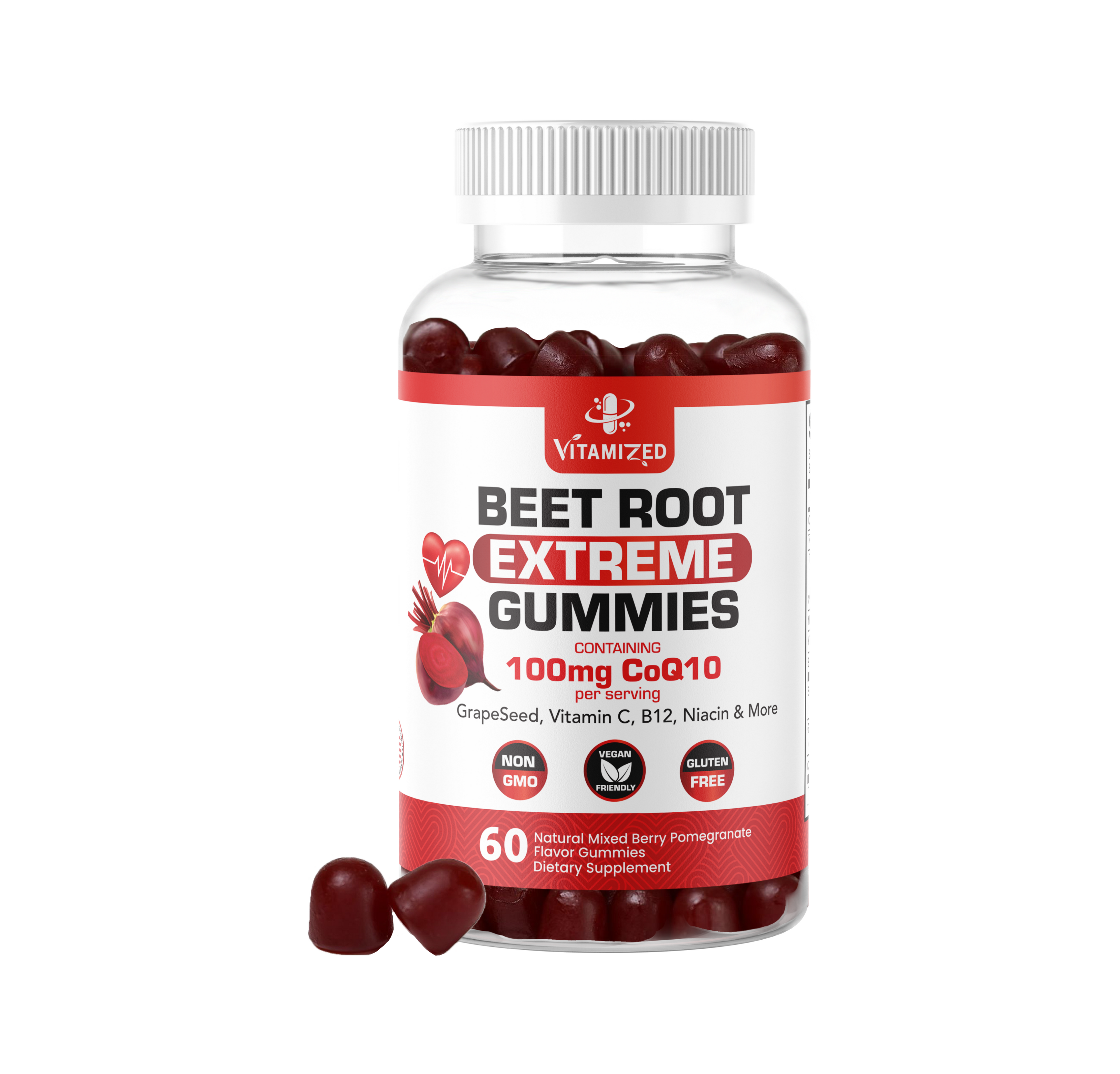Beet Root Extreme Gummies with CoQ10, 60 Count DestGlow