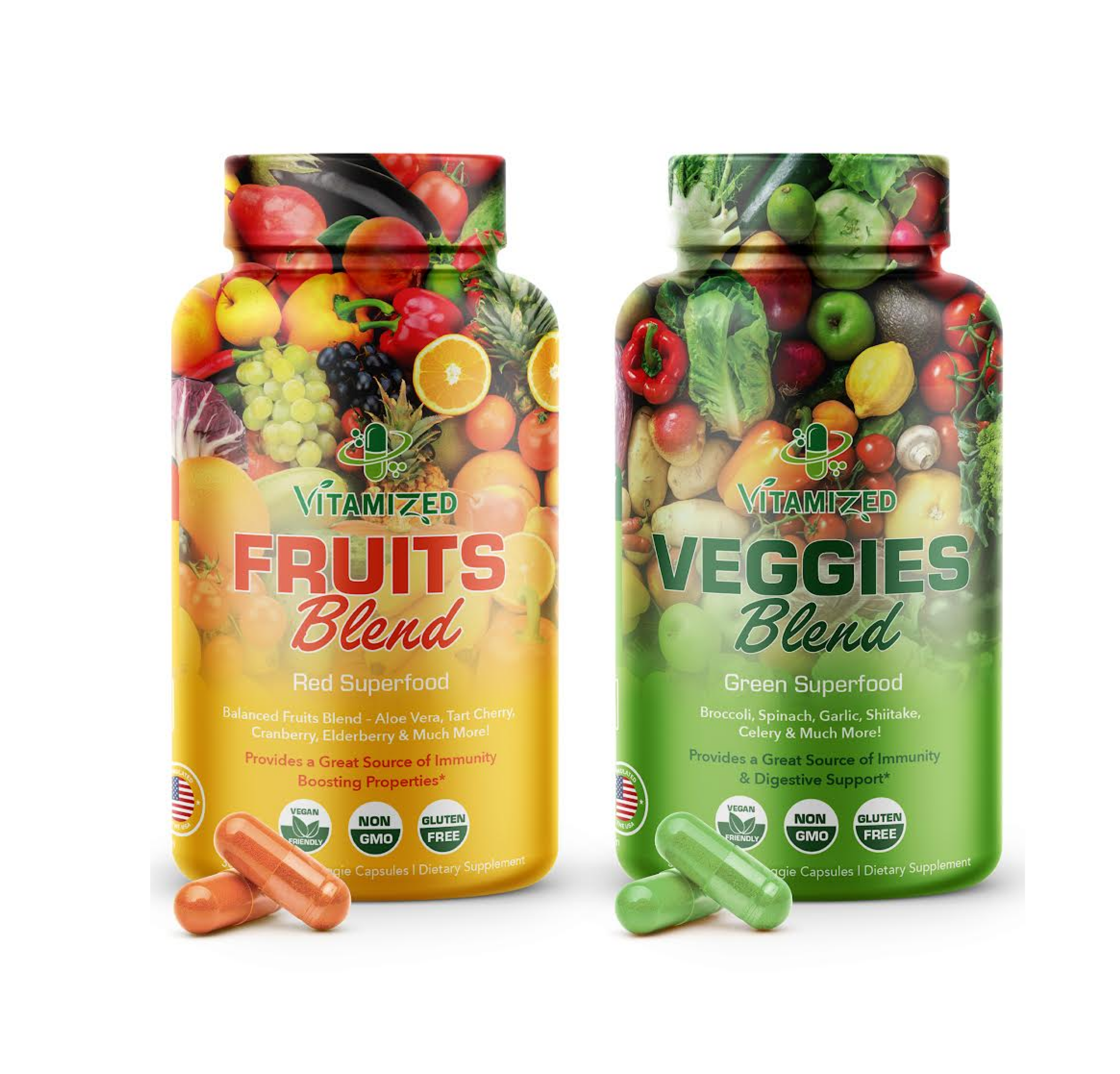 Superfood Fruits and Veggie Capsules - Overall Health and Energy - For Men and Women DestGlow