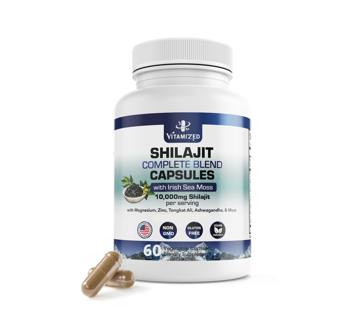 Shilajit Complete Blend - Energy and Endurance - Pure Shilajit Extract - 60 Capsules DestGlow