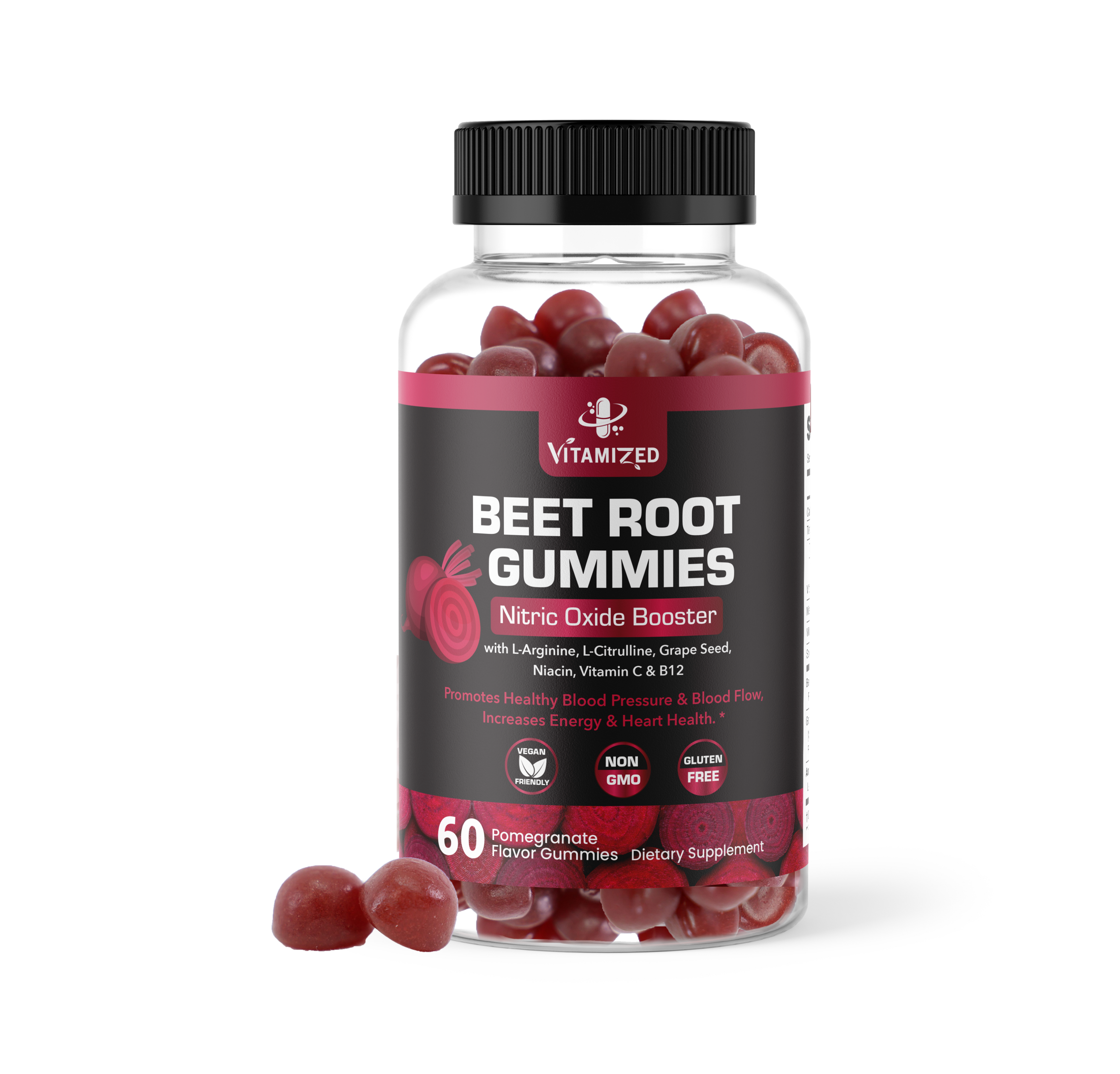 VITAMIZED Beetroot Gummies 1000mg - Nitric Oxide Supplement by The VITAMIZED Shop