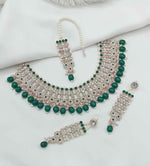 Joban Fashion Green Stone Work Necklace Set