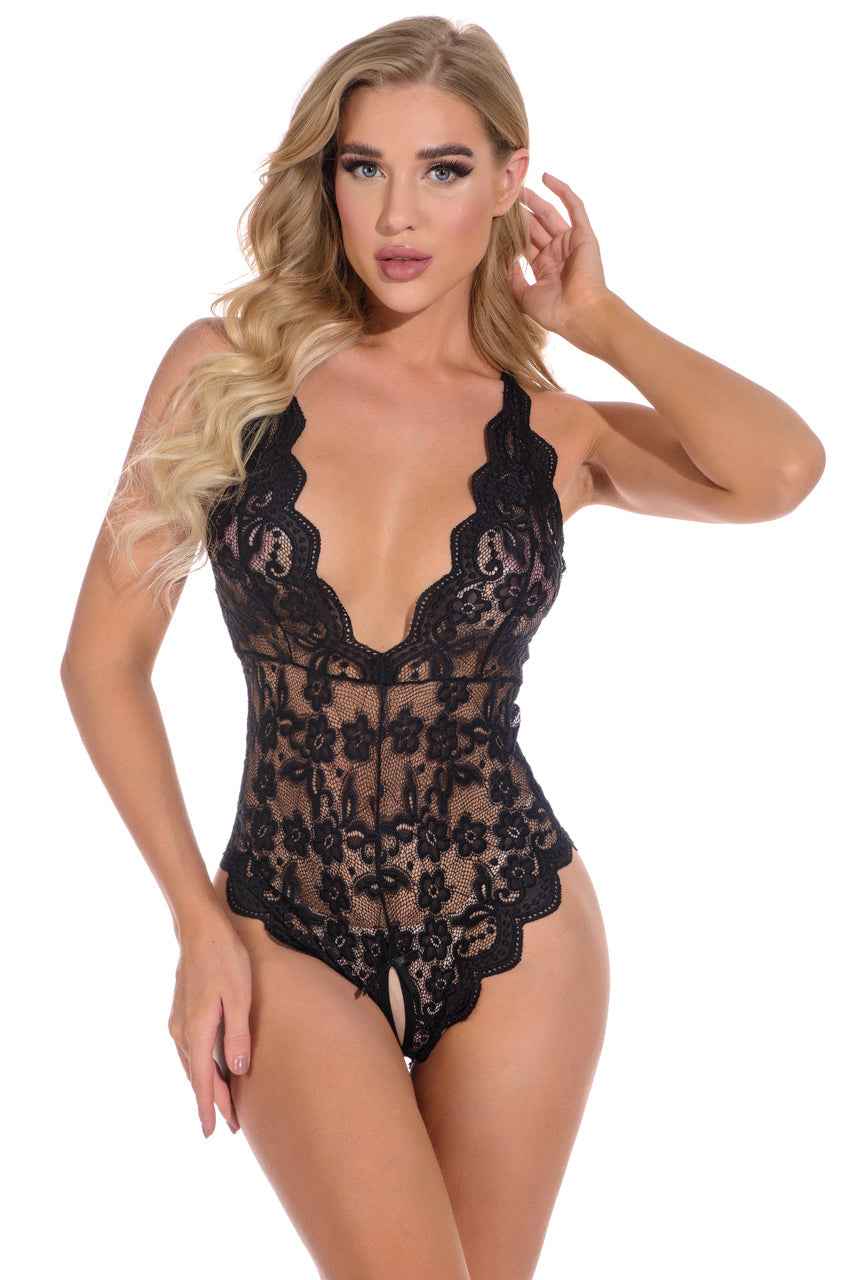 Split Crotch Lace Teddy