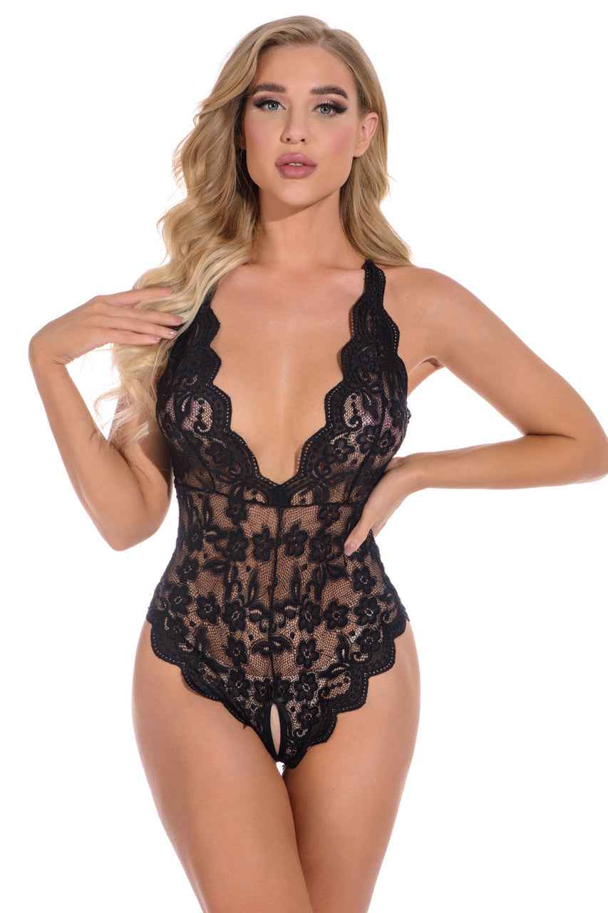 Split Crotch Lace Teddy