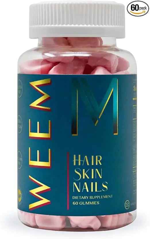 WEEM Hair Skin and Nails Gummies - Supports Healthy Hair - Vegan biotin Vitamins for Women & Men Supports Faster Hair Growth, Stronger Nails, Healthy Skin, Extra Strength (1)