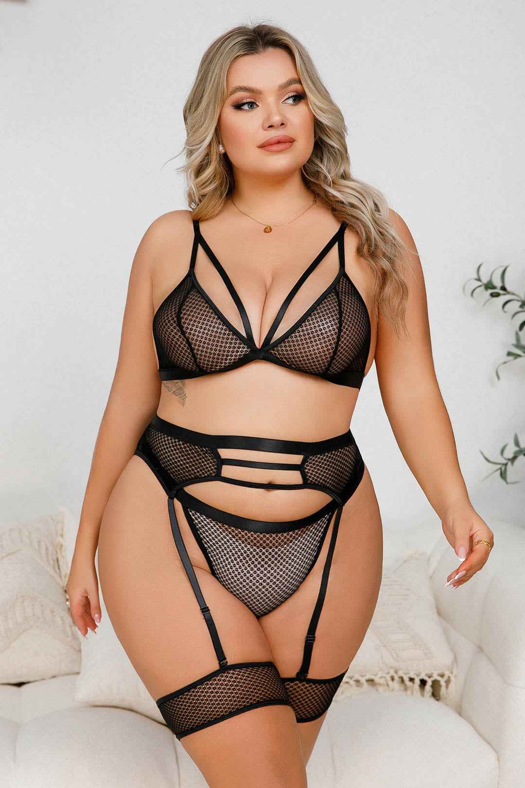 Plus Size Stunning Strappy Bra Set