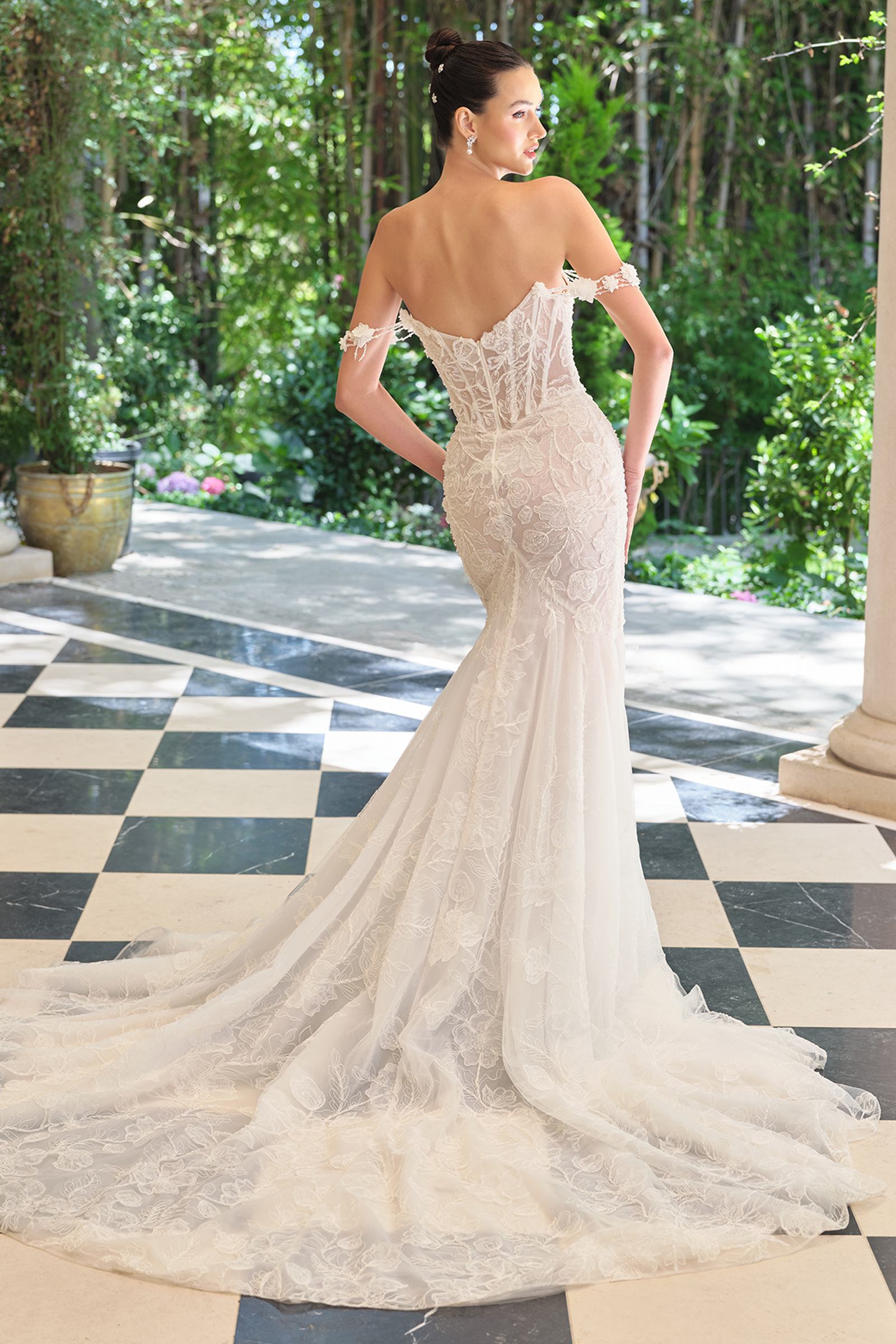 Andrea & Leo WL099 Romantic Fitted Wedding Gown Off Shoulder DestGlow