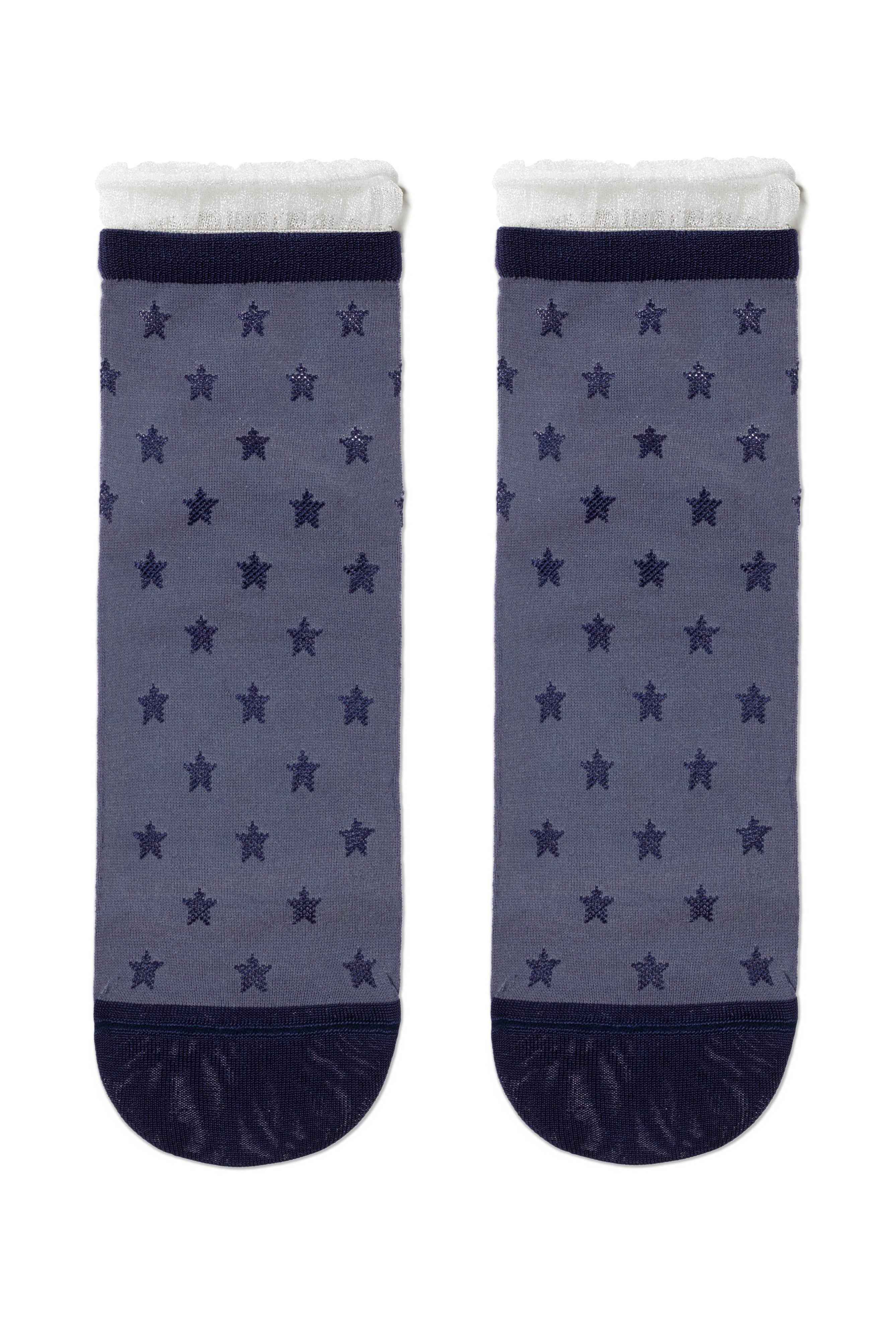 Conte Socks Classic - 491 Glossy Pattern and Decorative Transparent Mesh