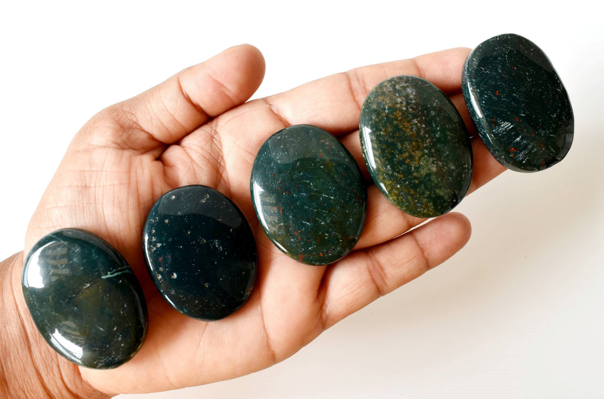 Bloodstone Worry Pocket Stones (Protection and Strength) DestGlow