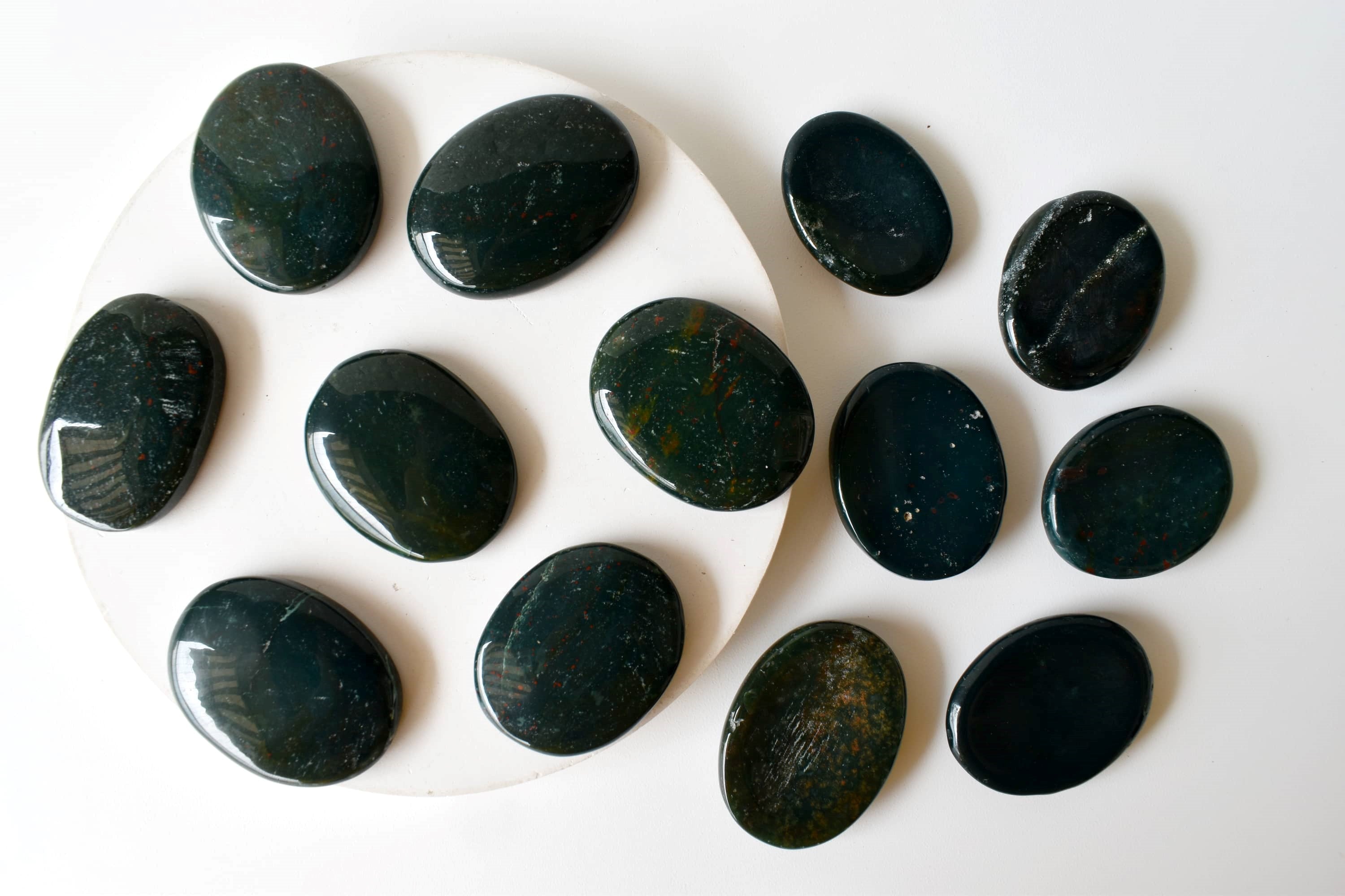 Bloodstone Worry Pocket Stones (Protection and Strength) DestGlow