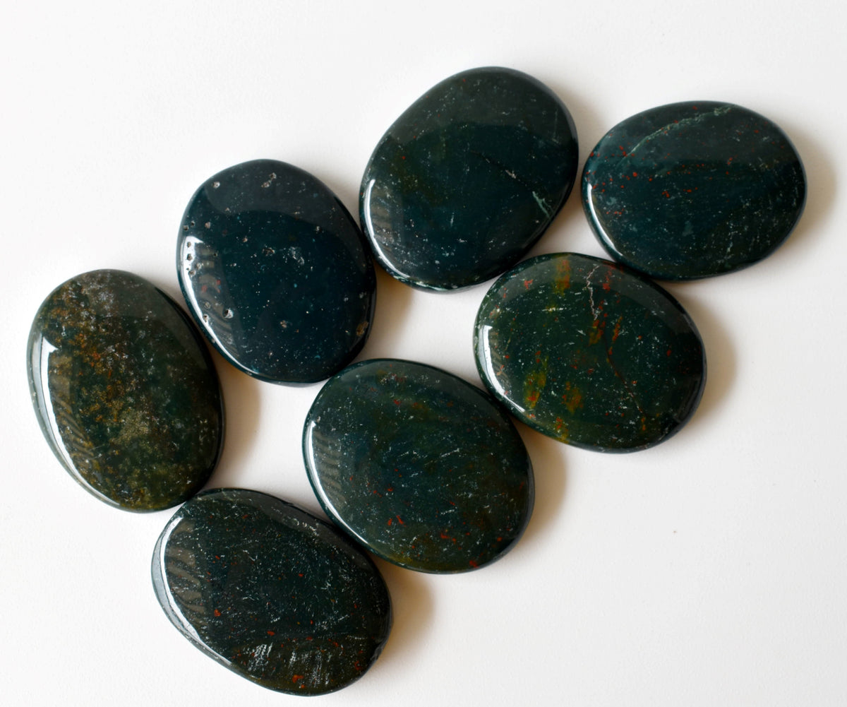 Bloodstone Worry Pocket Stones (Protection and Strength) DestGlow