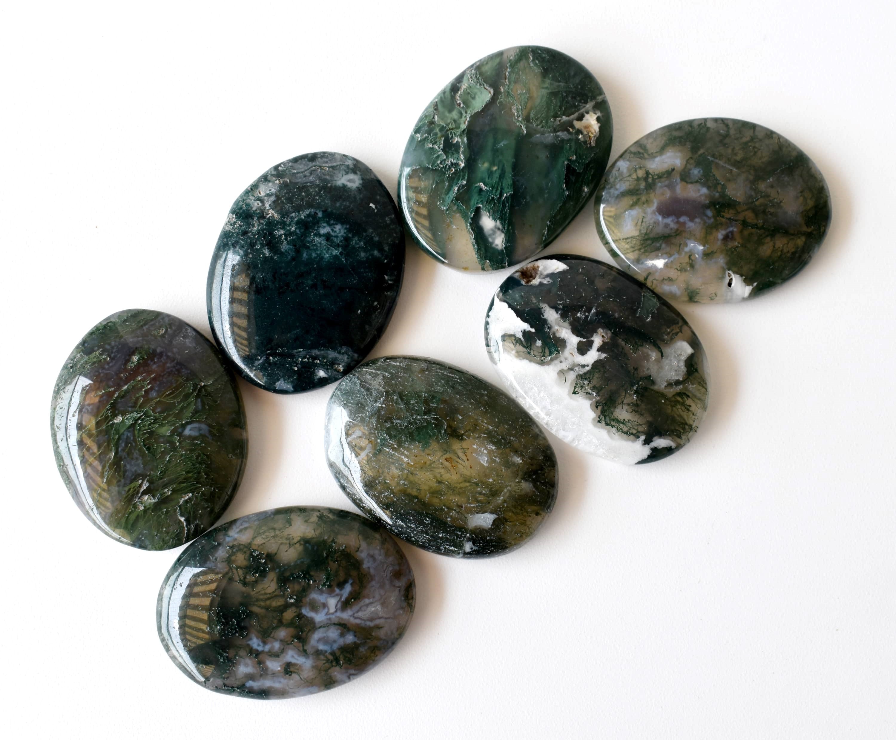 Moss Agate Pocket Stones (Trust and Self-Discipline) DestGlow