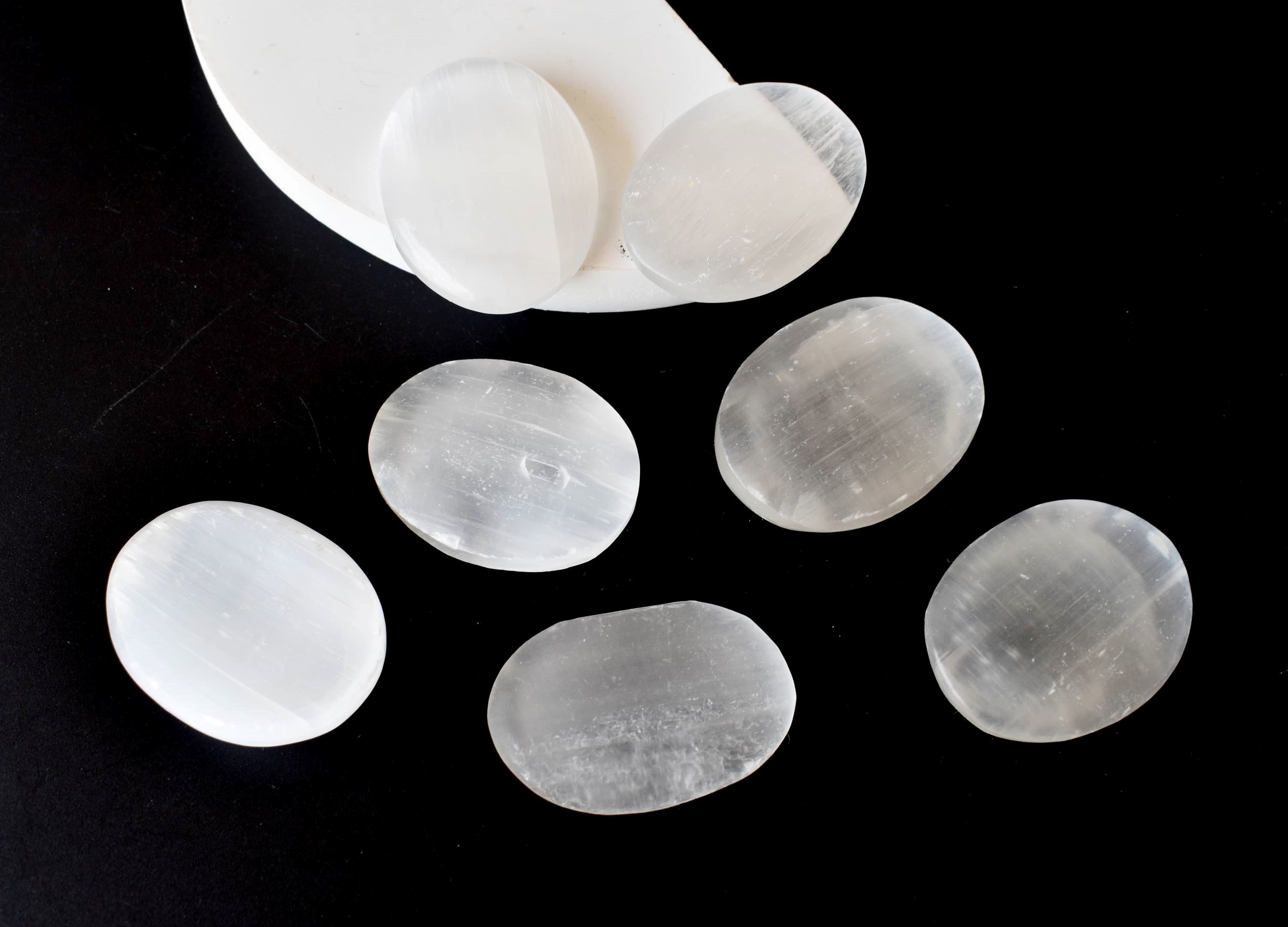 Selenite Pocket Stones (Protection and Clairvoyance ) DestGlow