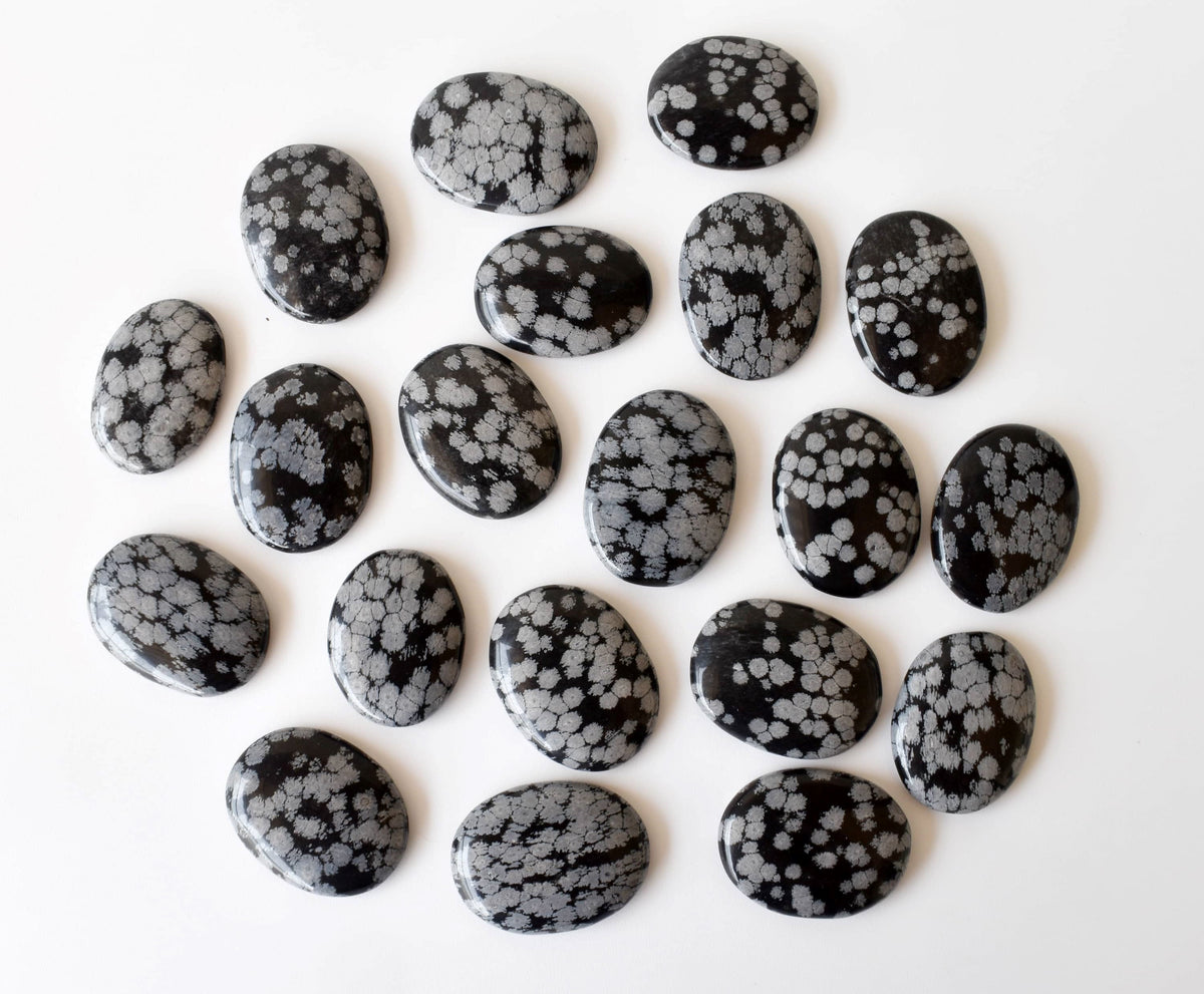Snowflake Obsidian Pocket Stones (Angelic Communication and Past Life Recall) DestGlow