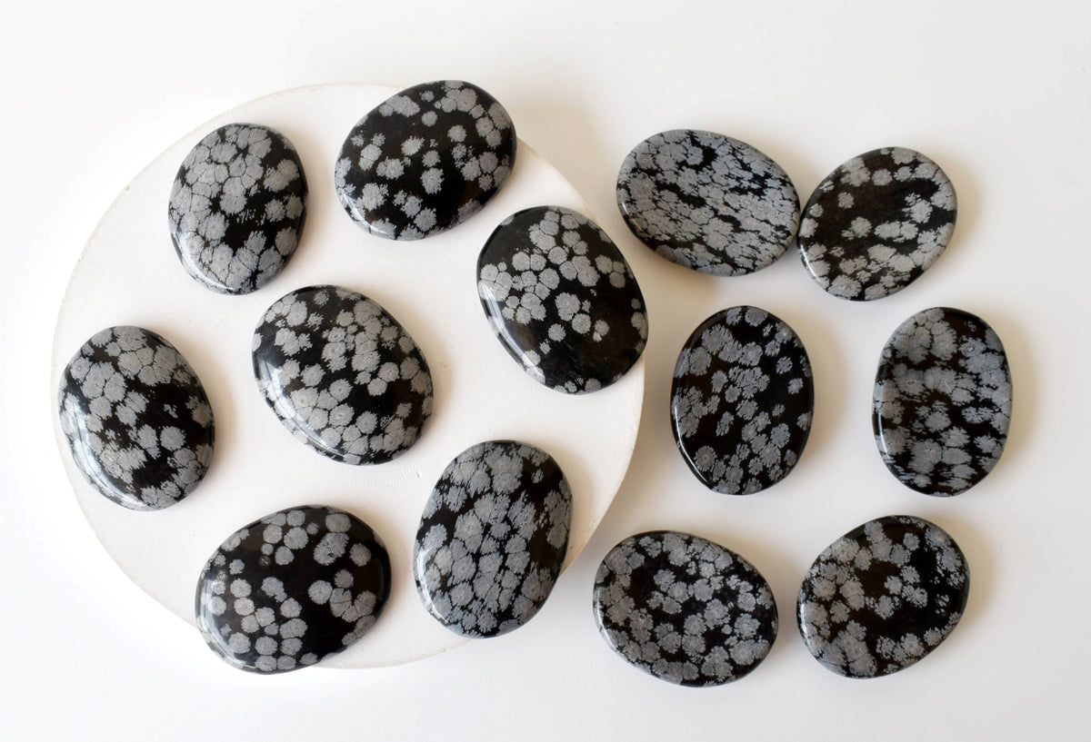 Snowflake Obsidian Pocket Stones (Angelic Communication and Past Life Recall) DestGlow