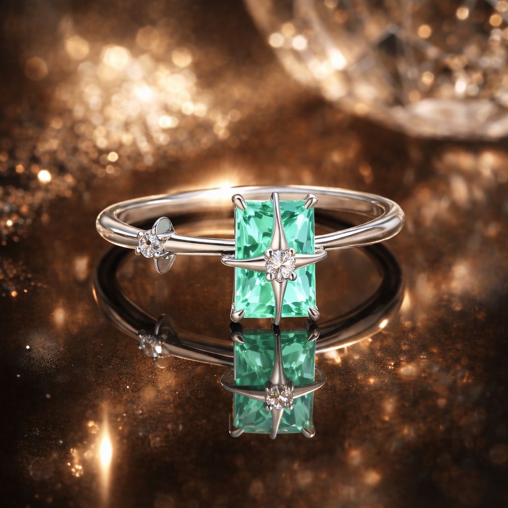 925 Sterling Silver 1.40mm Width CZ & Glass Ring Size 6 for Women by Bids.com