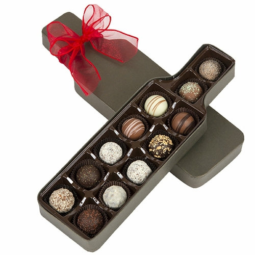 Gourmet Chocolate Truffle Gift Box - 12 Handcrafted Truffles in Wine Bottle Box