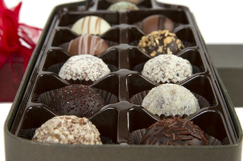 Gourmet Chocolate Truffle Gift Box - 12 Handcrafted Truffles in Wine Bottle Box
