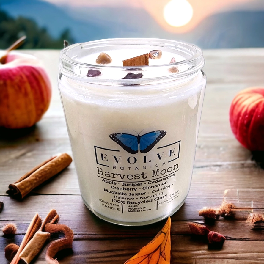 Classic 9oz Jam Jar Crystal Soy Candle - Harvest Moon (Mookite)