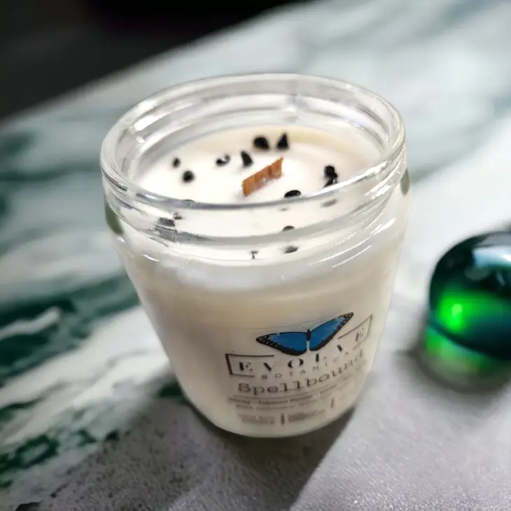 Classic 9oz Jam Jar Crystal Soy Candle - Spellbound (Black Tourmaline)
