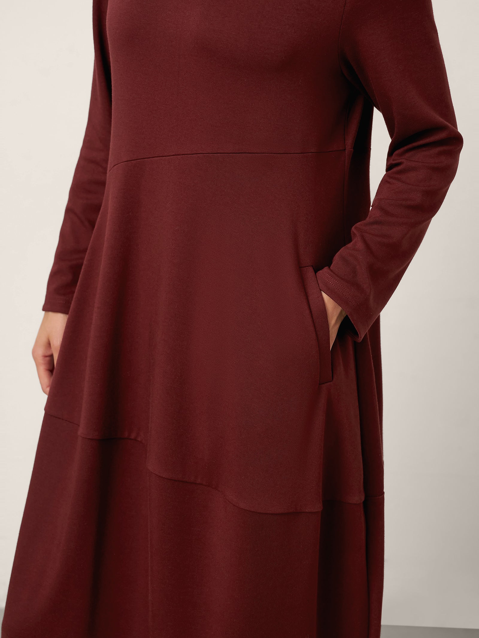 Wool-Cotton Asymmetric Cocoon Midi Dress AVERIE by LINTICO