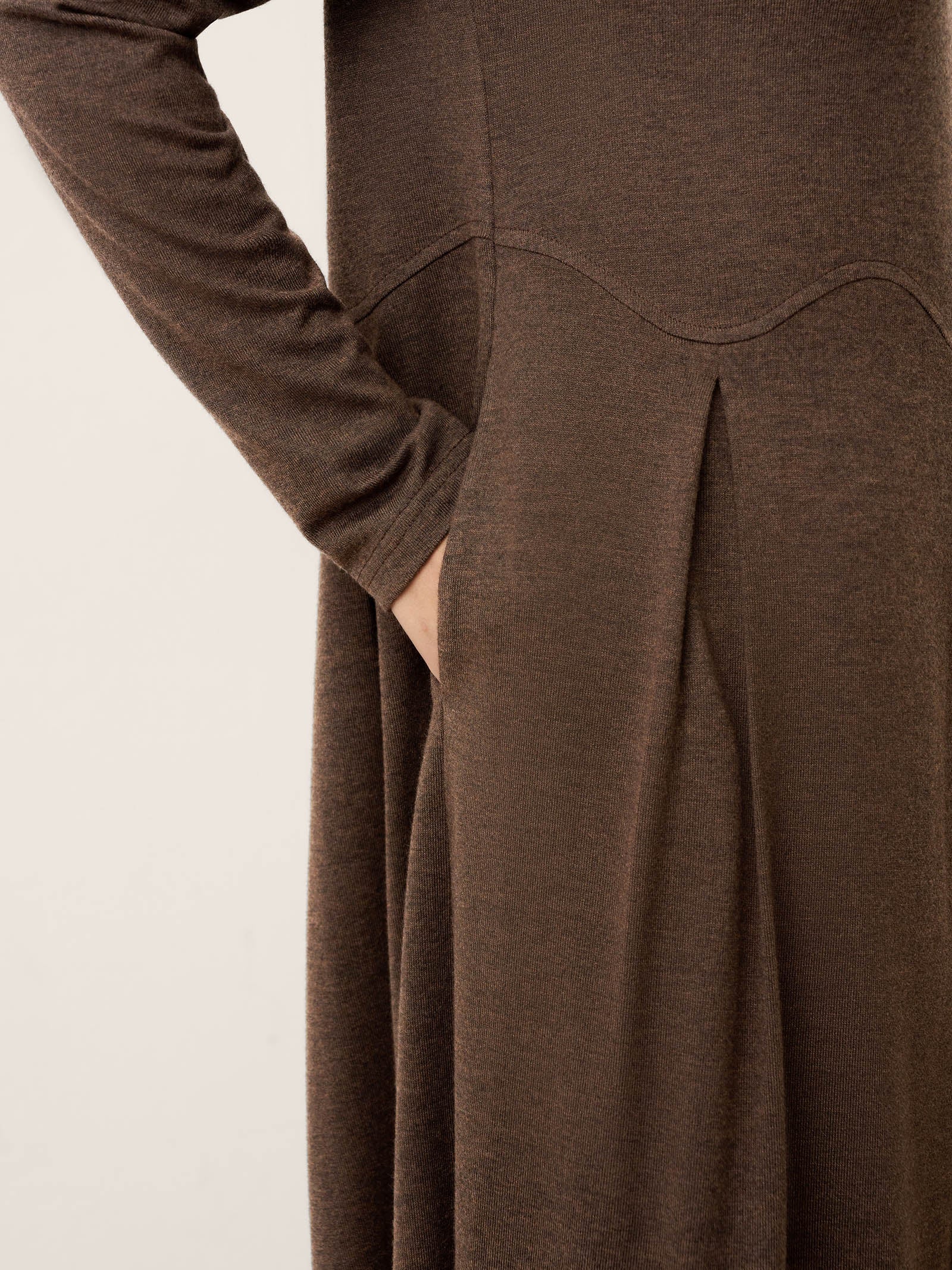 Wool Arc-Panel Sculpted Pleats Midi Dress CALISTA - DestGlow