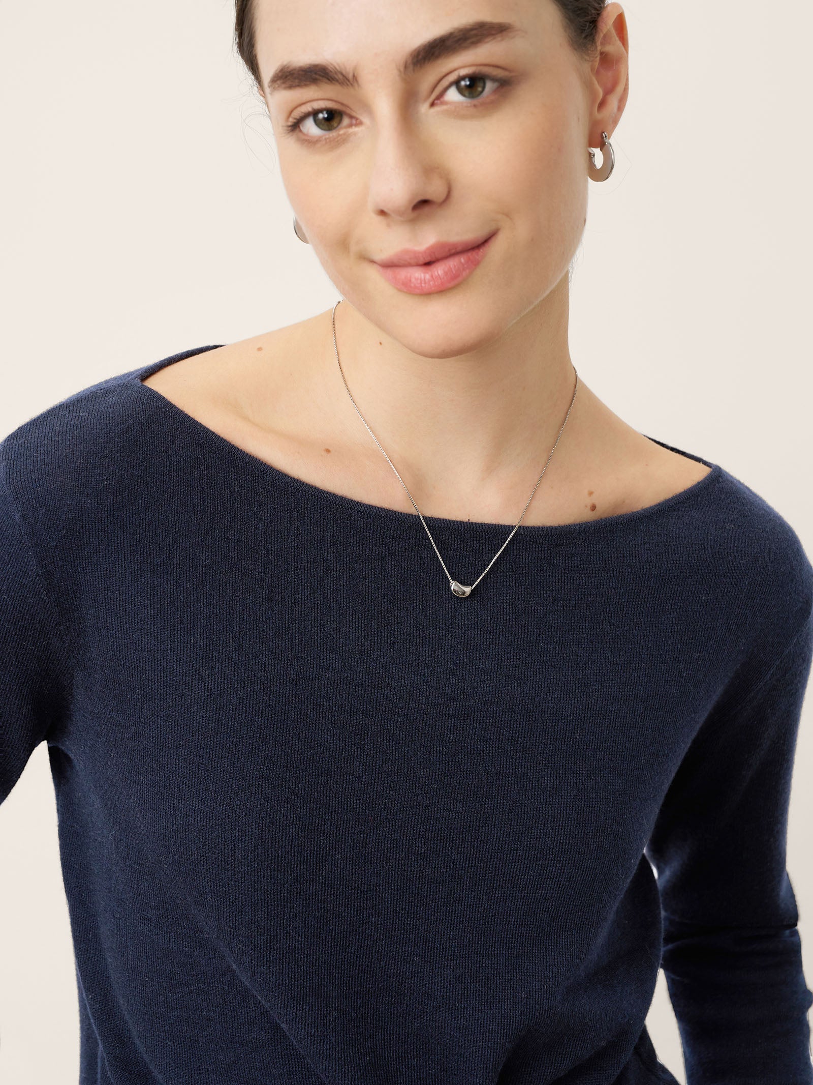 Merino Wool Belted Waist Boat Neck Top NATALIA DestGlow