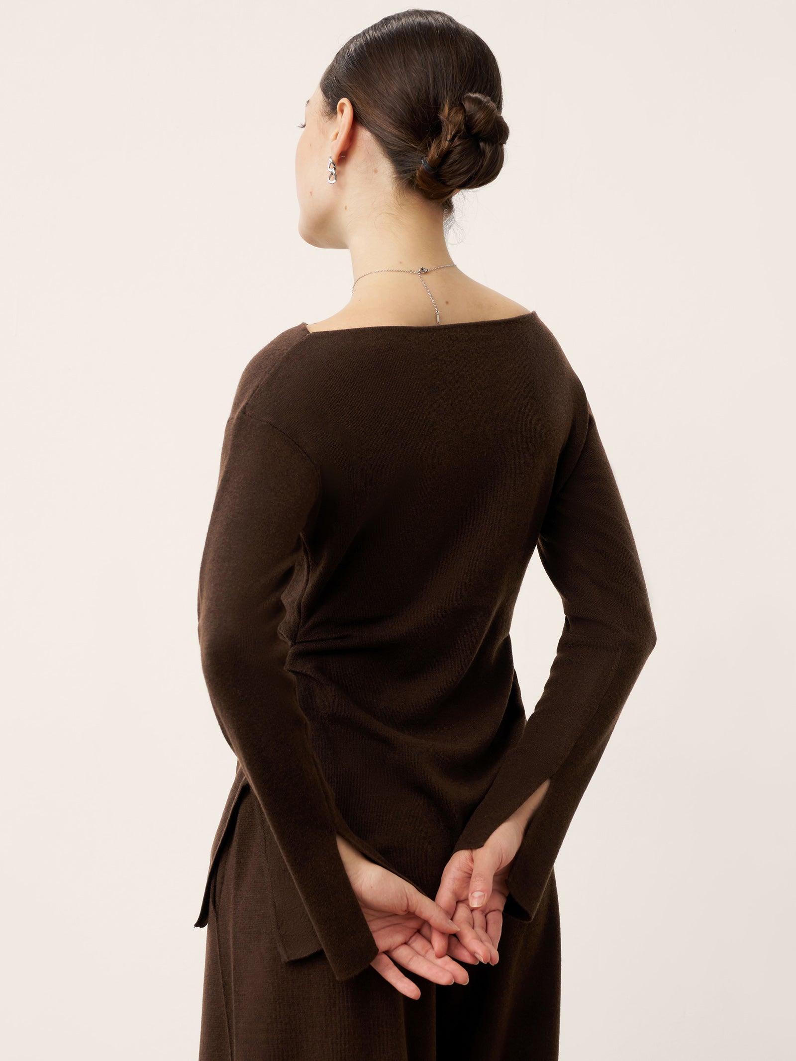 Merino Wool Boat Neck Asymmetric Hem Top LORELEI DestGlow