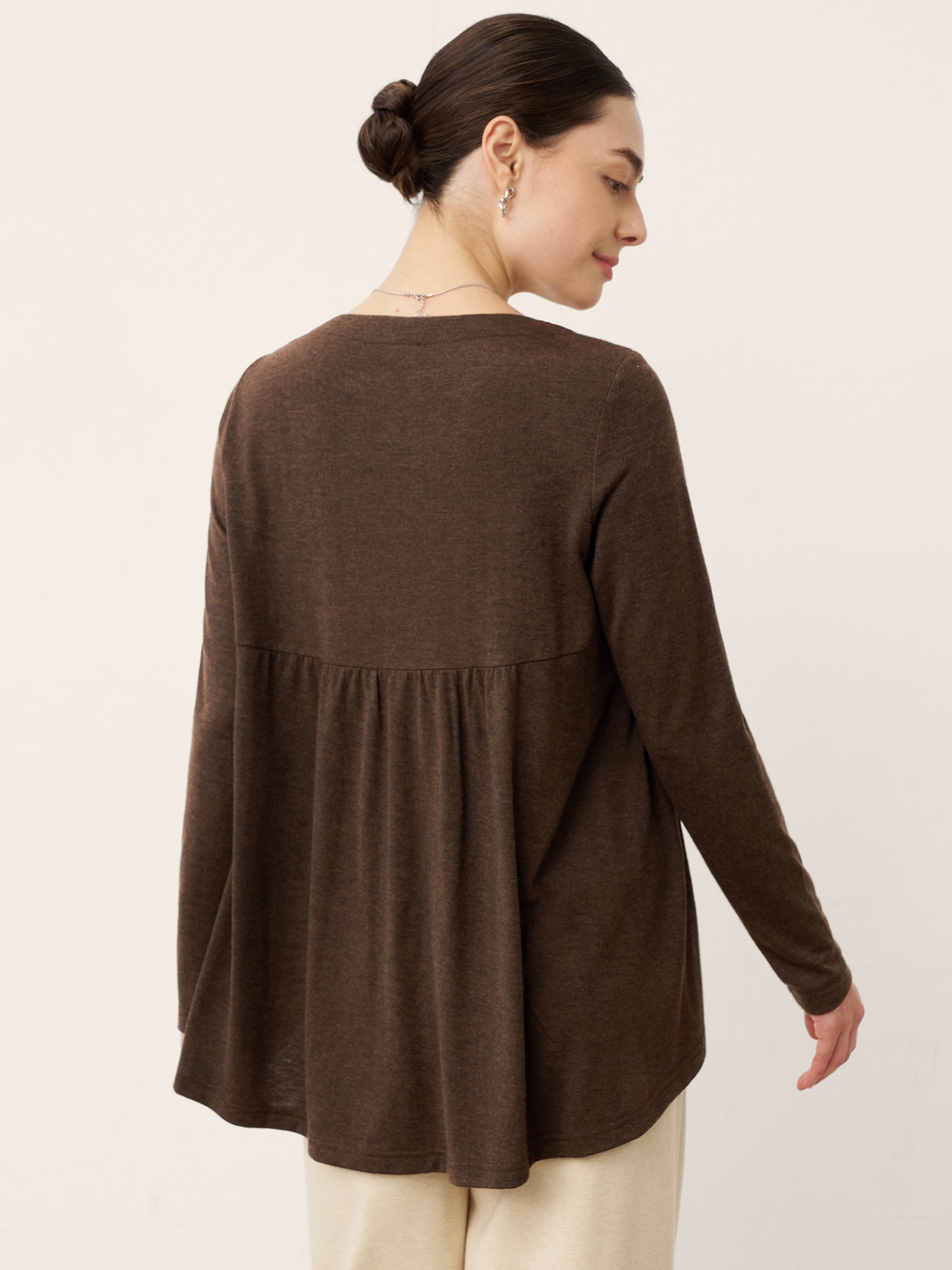 Wool Panelled Ruched Asymmetric Hem Top KALISTA DestGlow