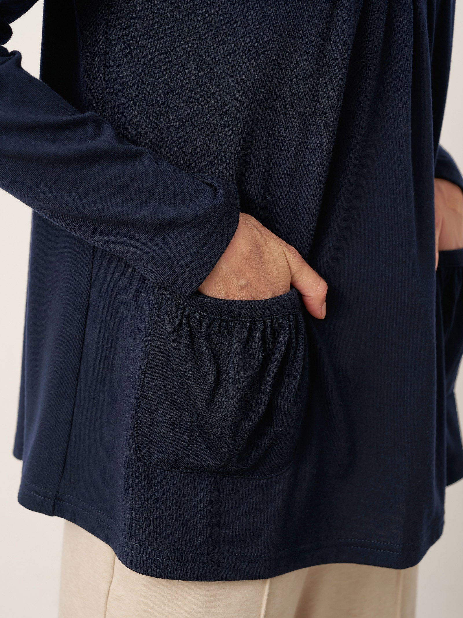 Wool Pleated Front Long Sleeve Top IVA by LINTICO