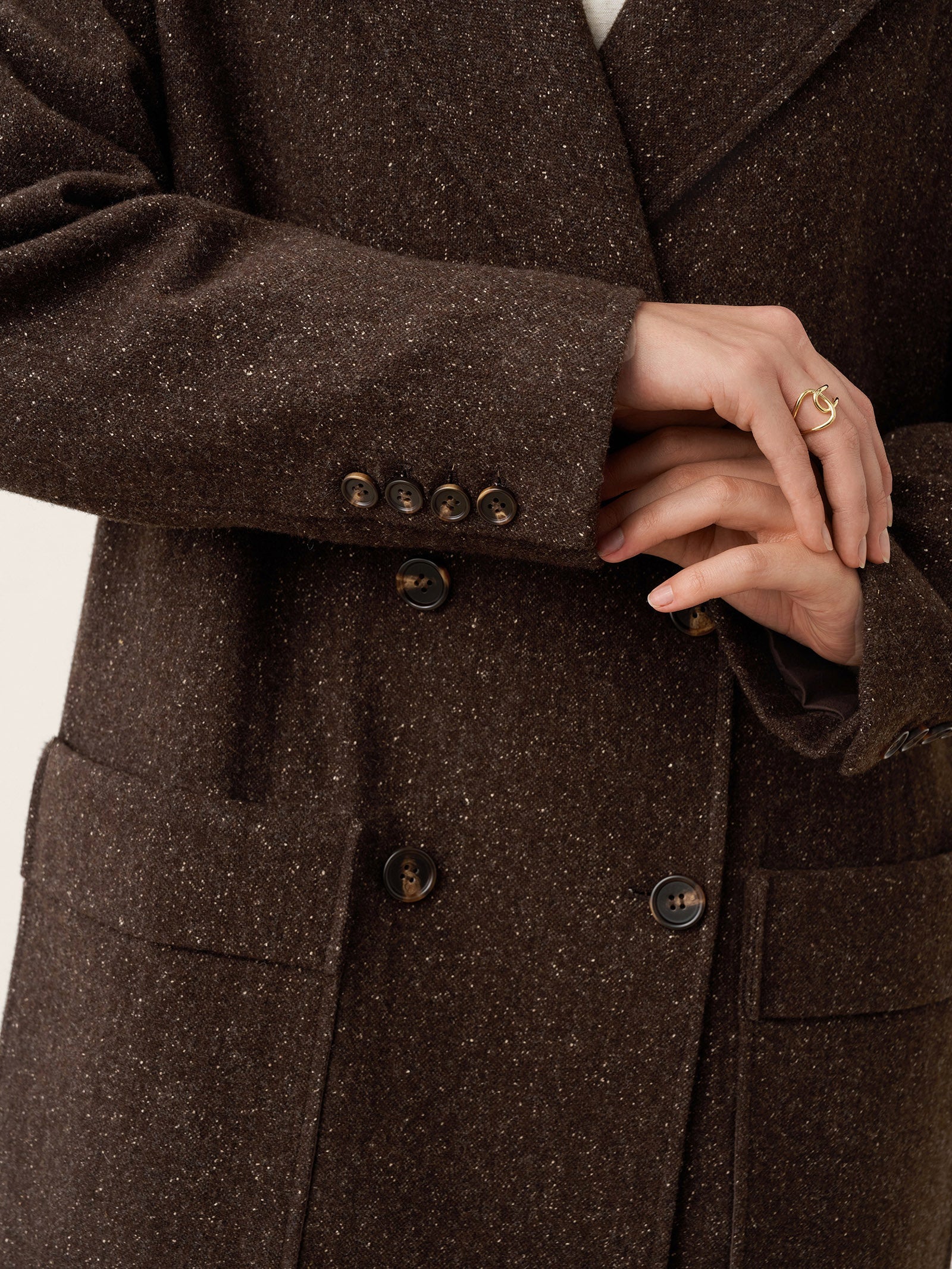 Wool Silk Double-Breasted Lapel Coat SAPPHIRE by LINTICO