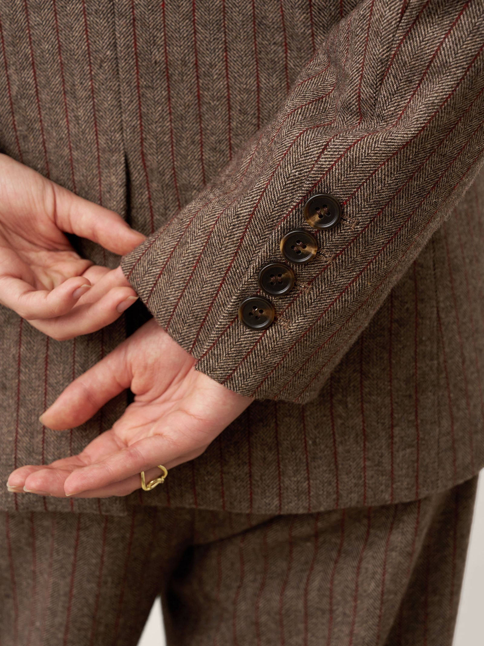 Wool Striped Notched Lapel Suit Blazer DAPHNE DestGlow