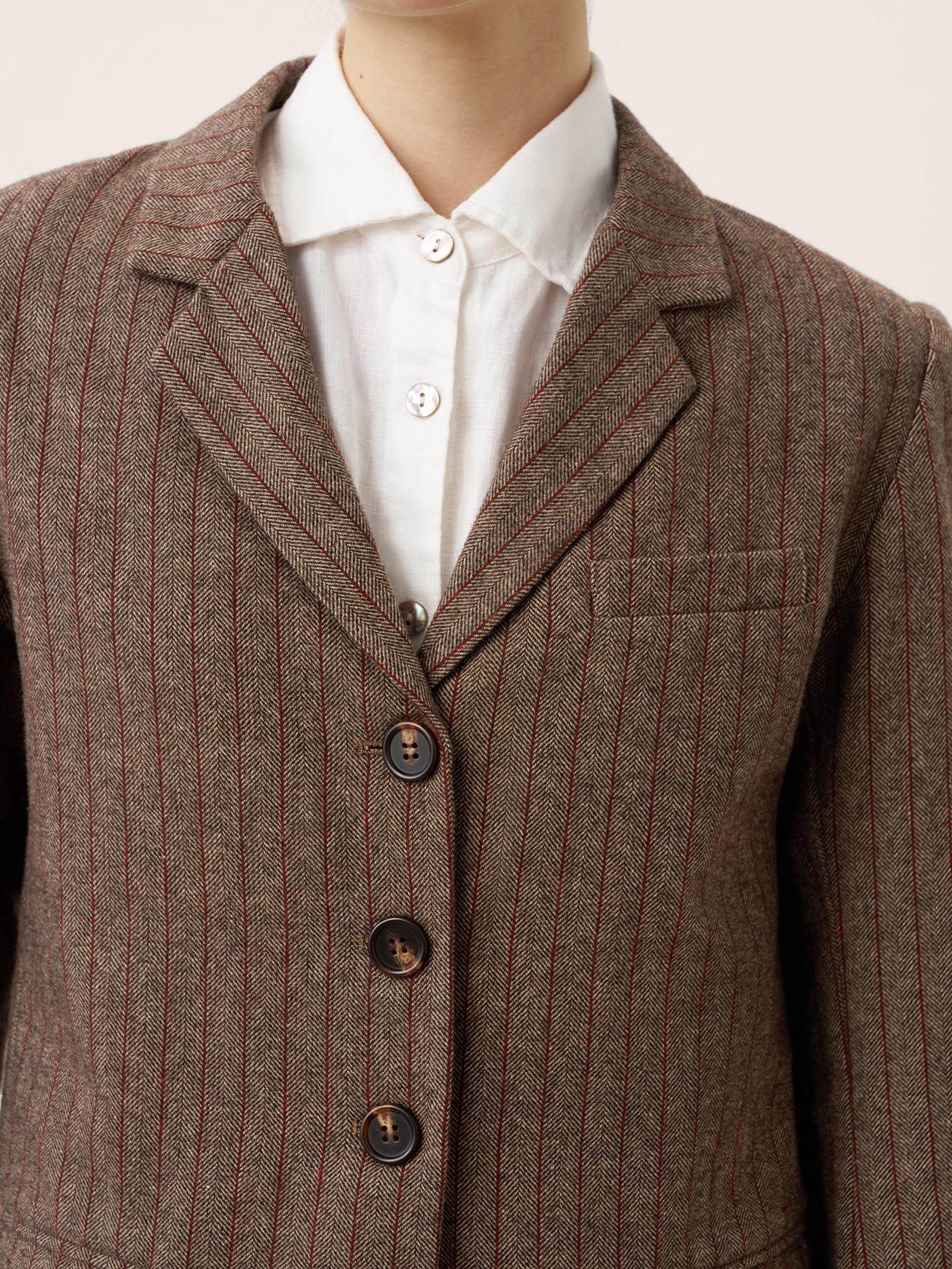 Wool Striped Notched Lapel Suit Blazer DAPHNE DestGlow