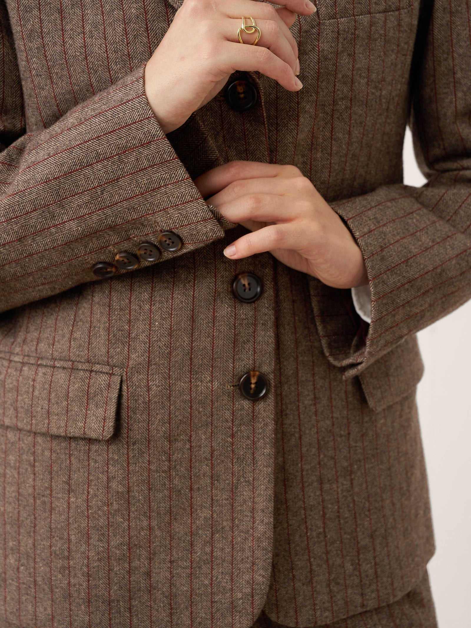 Wool Striped Notched Lapel Suit Blazer DAPHNE DestGlow