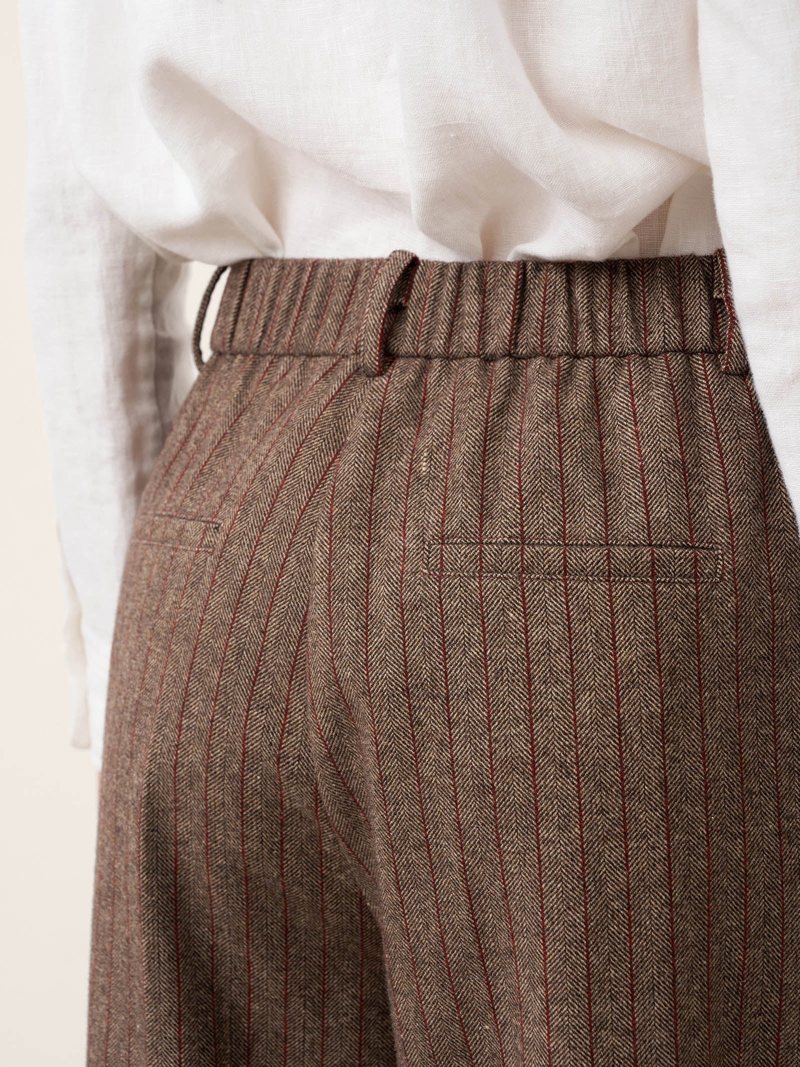 Wool Striped Tapered Tailored Trousers CASSIOPEIA