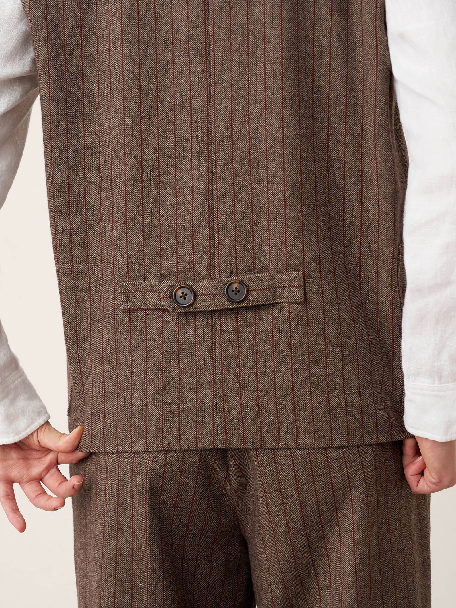 Wool Striped V-Neck Button-Detail Vest ELUNED DestGlow