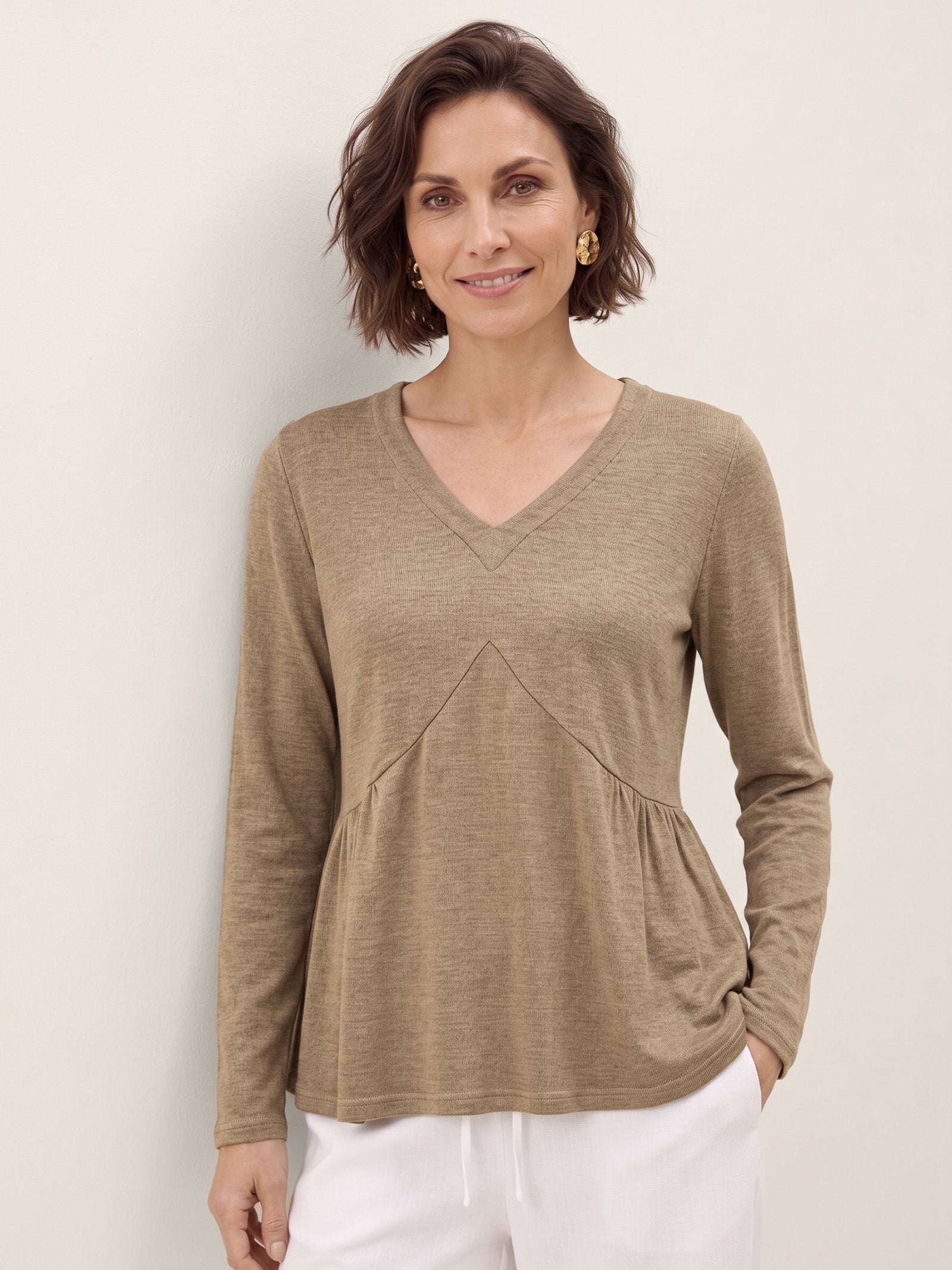 Wool Diagonal Seam Peplum Knit Top ROSINA DestGlow