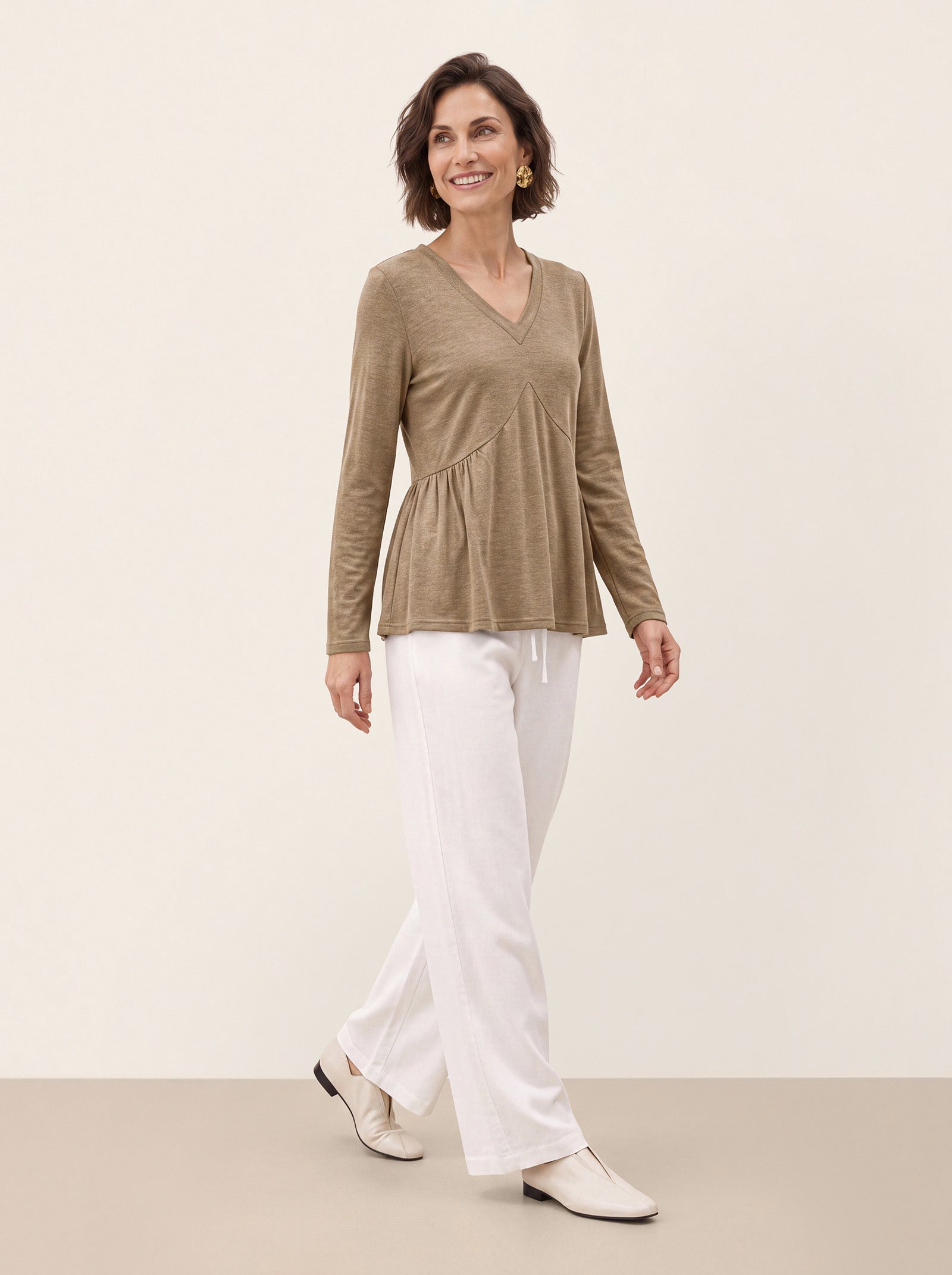 Wool Diagonal Seam Peplum Knit Top ROSINA DestGlow