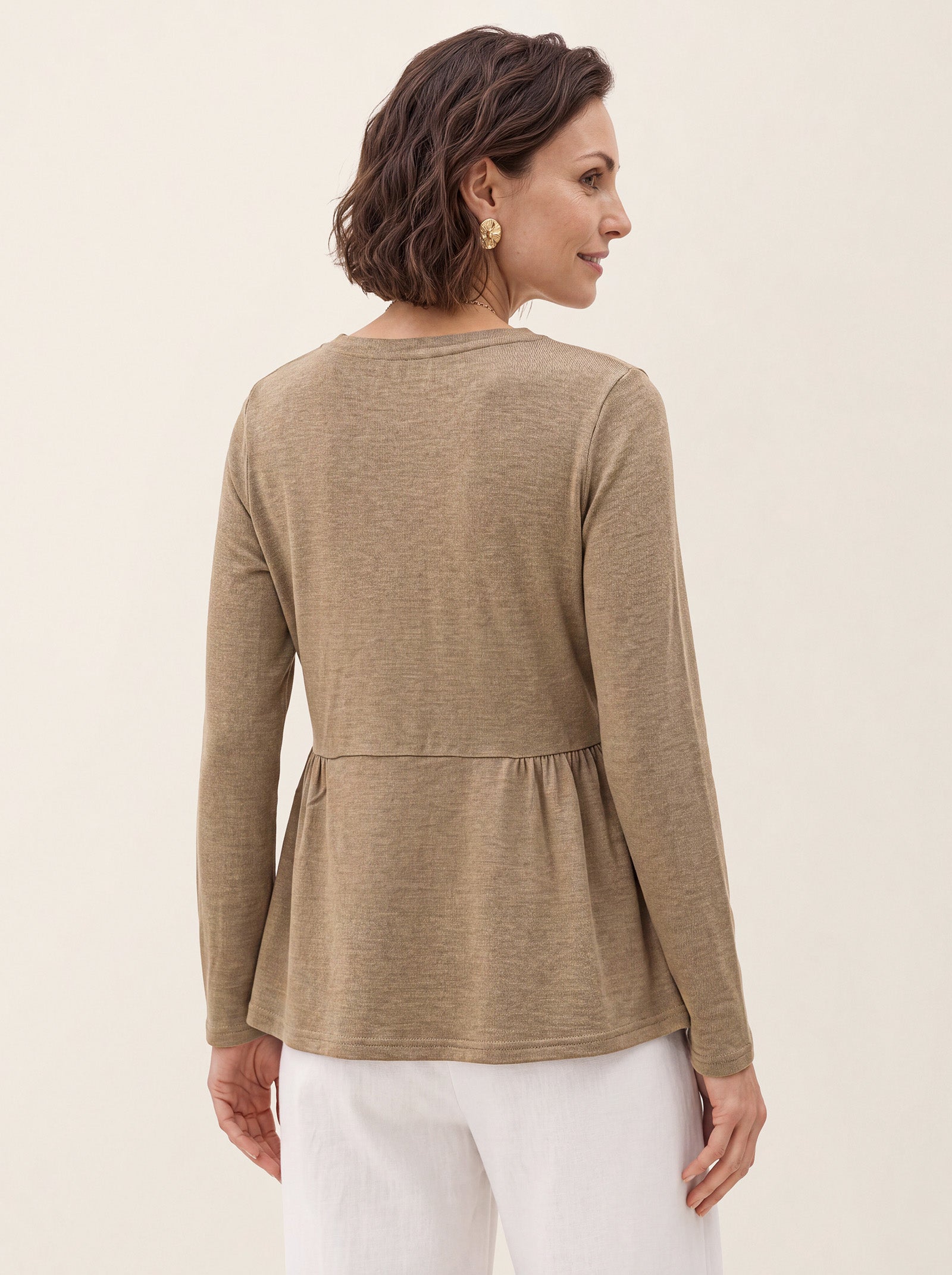 Wool Diagonal Seam Peplum Knit Top ROSINA DestGlow