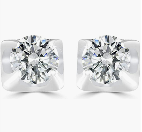Moissanite Earrings - Round Cut 0.79 Ct 925 Sterling Silver Studs for Women