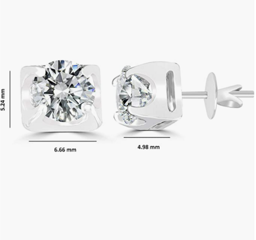 Moissanite Earrings - Round Cut 0.79 Ct 925 Sterling Silver Studs for Women