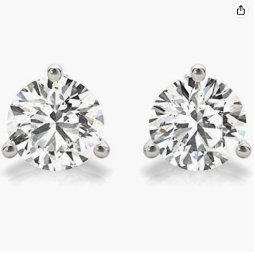 Moissanite Earrings - Brilliant Round Cut 0.62 Ct White Gold Studs for Women