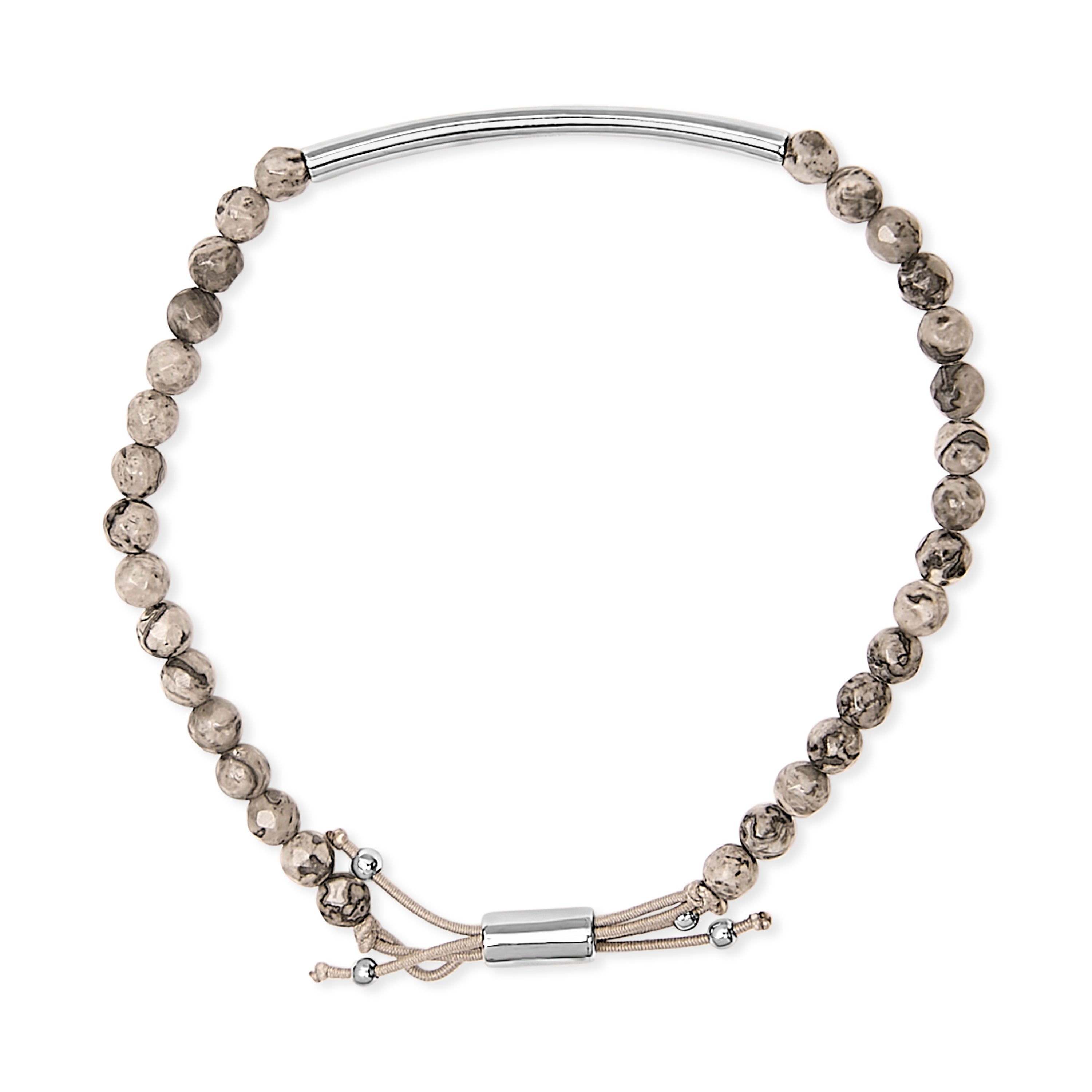 Sterling Silver Jasper Bead Station Bracelet Bolo Clasp by Bids.com