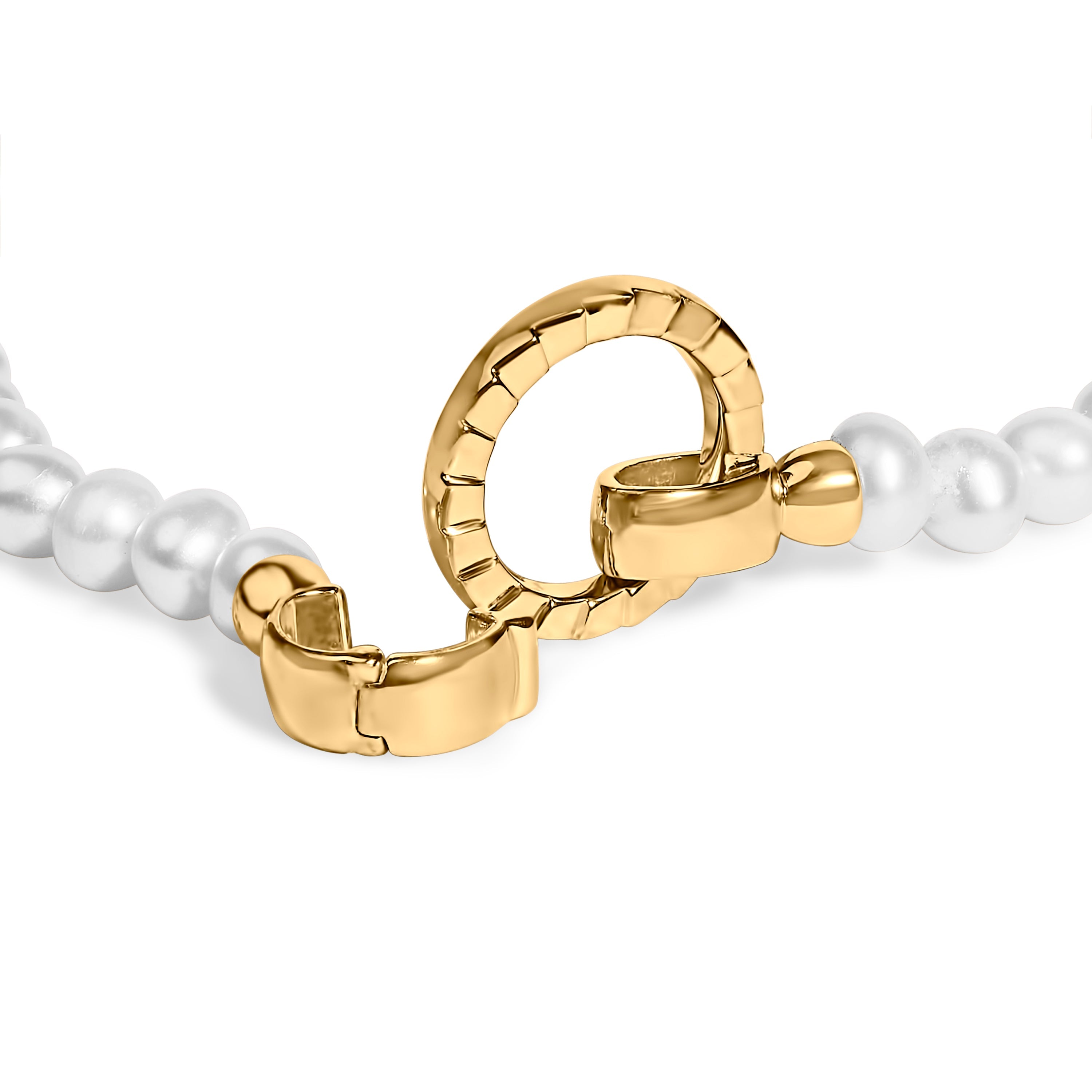 18K Yellow Gold Vermeil Pearl Infinity Lock Tennis Bracelet DestGlow
