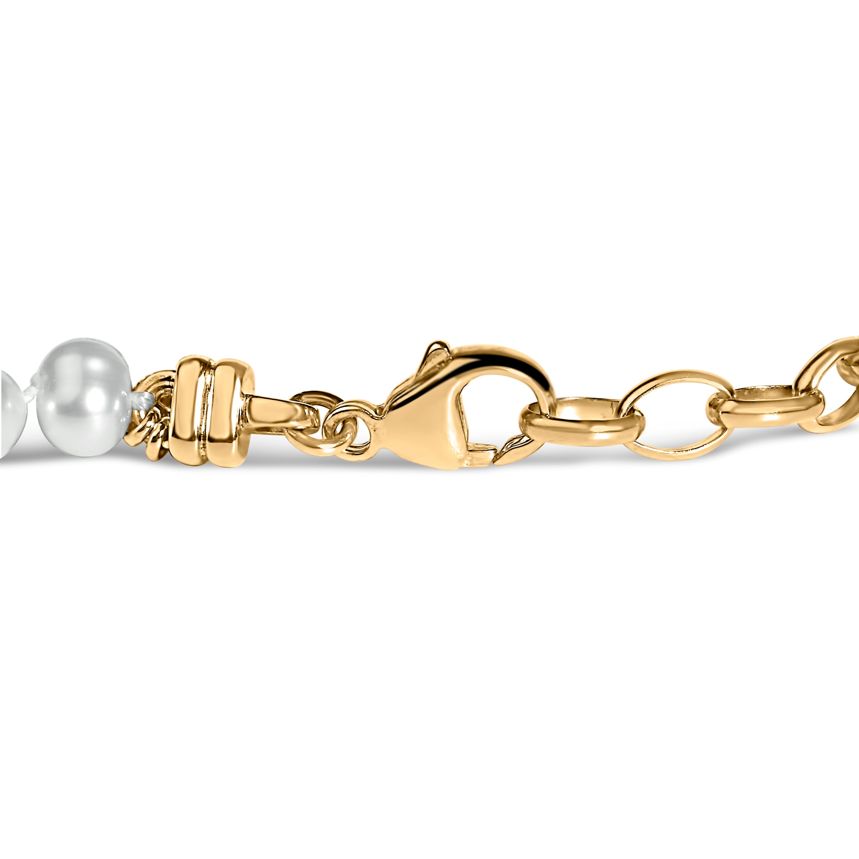 18K Yellow Gold Vermeil Cultured Pearl Station Link Bracelet DestGlow